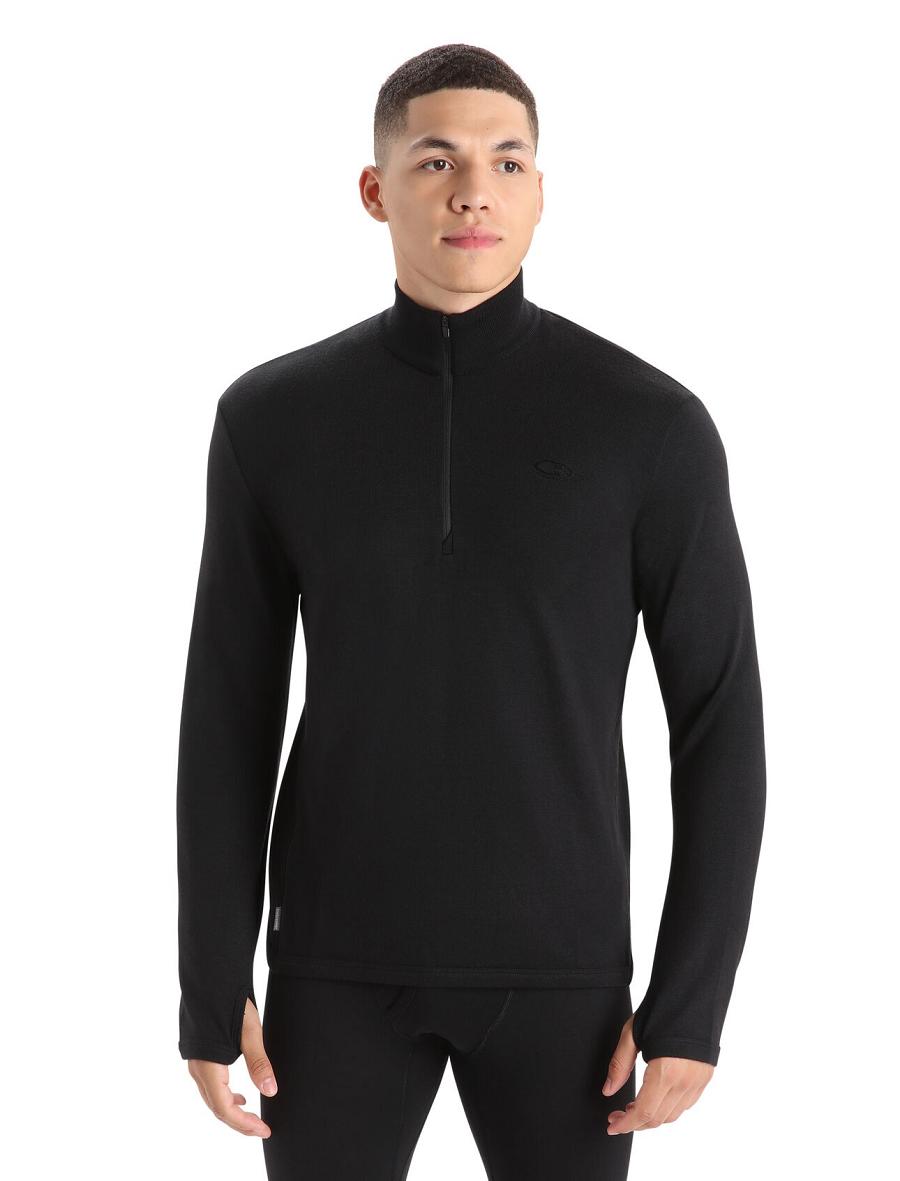 Sweat À Capuche Icebreaker Merino Original Long Sleeve Half Zip Homme Noir | FR 1272KORI